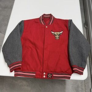 Chicago Bulls NBA JH designs Varsity Jacket reversible Wool Blend Snap Front